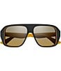Color:Shiny Solid Bilayer Grey/Mustard - Image 2 - Men's Aspen Bilayer 57mm Aviator Sunglasses