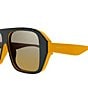 Color:Shiny Solid Bilayer Grey/Mustard - Image 3 - Men's Aspen Bilayer 57mm Aviator Sunglasses