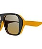 Gucci Men's Aspen Bilayer 57mm Aviator Sunglasses, Color:Shiny Solid Bilayer Grey/Mustard - Image 3