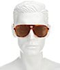 Color:Shiny Blonde Havana - Image 2 - Men's Gg1156S 57mm Navigator Sunglasses