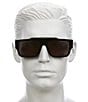 Color:Black - Image 2 - Men's GG1460S Lettering 56mm Rectangle Sunglasses