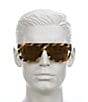 Color:Striated Brown/Caramel - Image 2 - Men's GG1461S Rivets Stripe 55mm Square Sunglasses