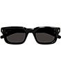 Color:Black - Image 2 - Men's Gucci Rivetto 51mm Square Sunglasses