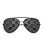 Gucci Men's Interlocking 65mm Logo Lens Aviator Sunglasses - Image 2
