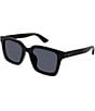 Color:Shiny Opal Blue Grey - Image 1 - Men's Minimal 54mm Square Sunglasses