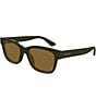 Gucci Men's Minimal 54mm Square Wayfarer Sunglasses, Color:Shiny Dark Green - Image 1