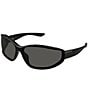 Gucci Men's Mountain Pack 73mm Wrap Sunglasses, Color:Matte Black/Grey - Image 1