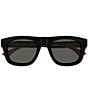Gucci Men's New Pop Web 52mm Square Sunglasses, Color:Shiny Black/Grey - Image 2