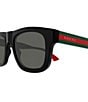 Gucci Men's New Pop Web 52mm Square Sunglasses, Color:Shiny Black/Grey - Image 3