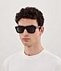 Gucci Men's New Pop Web 52mm Square Sunglasses, Color:Shiny Black/Grey - Image 4