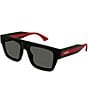 Gucci Men's New Pop Web 53mm Square Sunglasses, Color:Shiny Black - Image 1