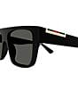 Gucci Men's Subtle Web 53mm Square Sunglasses, Color:Shiny Black/Grey - Image 3