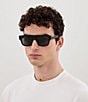Gucci Men's Subtle Web 53mm Square Sunglasses, Color:Shiny Black/Grey - Image 4