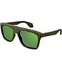 Color:Matte Dark Green - Image 1 - Men's Twinsburg 57mm Flash Rectangle Sunglasses