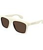 Color:Matte White - Image 1 - Men's Twinsburg 57mm Rectangle Sunglasses