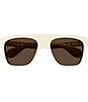 Color:Matte White - Image 2 - Men's Twinsburg 57mm Rectangle Sunglasses