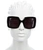 Color:Black - Image 2 - Oversized Rectangle 52mm Sunglasses