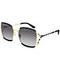 Color:Black - Image 1 - Oversized Acetate and Metal Square Sunglasses