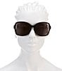 Color:Black - Image 2 - Black Rectangular Sunglasses