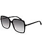 Color:Black - Image 1 - Women's 57mm Square Oversized Sunglasses