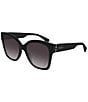 Color:Black - Image 1 - Tricolour Hinge Polished Square Sunglasses