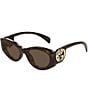 Gucci Women's Chaise Lounge 54mm Havana Cat Eye Sunglasses, Color:Shiny Dark Havana - Image 1