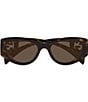 Gucci Women's Chaise Lounge 54mm Havana Cat Eye Sunglasses, Color:Shiny Dark Havana - Image 2