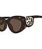Gucci Women's Chaise Lounge 54mm Havana Cat Eye Sunglasses, Color:Shiny Dark Havana - Image 3
