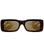 Gucci Women's Chaise Lounge 54mm Havana Rectangle Flash Sunglasses, Color:Havana - Image 2