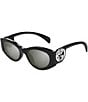 Gucci Women's Chaise Lounge 54mm Mirrored Cat Eye Sunglasses, Color:Shiny Black - Image 1