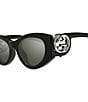 Gucci Women's Chaise Lounge 54mm Mirrored Cat Eye Sunglasses, Color:Shiny Black - Image 3