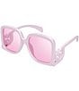 Gucci Women's Chaise Lounge 58mm Mirrored Statement Square Sunglasses, Color:Metallic Light Pink - Image 1