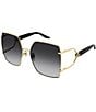 Color:Black/Gold - Image 1 - Women's Diapason 61mm Square Sunglasses