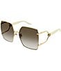 Color:Ivory/Gold - Image 1 - Women's Diapason 61mm Square Sunglasses