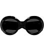 Gucci Fashion Show 54mm Round Statement Sunglasses, Color:Black - Image 2