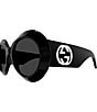 Gucci Fashion Show 54mm Round Statement Sunglasses, Color:Black - Image 3