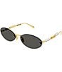 Gucci Women's Fashion Show 62mm Oval Pearl Detail Statement Sunglasses, Color:Shiny Yellow Gold - Image 1