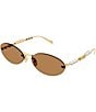 Gucci Women's Fashion Show 62mm Oval Pearl Detail Statement Sunglasses, Color:Shiny Endura Gold - Image 1