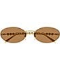 Gucci Women's Fashion Show 62mm Oval Pearl Detail Statement Sunglasses, Color:Shiny Endura Gold - Image 2