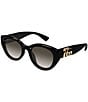 Gucci Women's GG Bag 52mm Round Sunglasses, Color:Shiny Black/Grey - Image 1