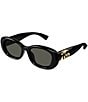 Gucci Women's GG Bag 53mm Oval Sunglasses, Color:Shiny Black - Image 1