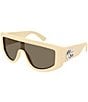 Gucci Women's GG Extruded 99mm Shield Sunglasses, Color:Shiny Solid Ivory/Brown - Image 1