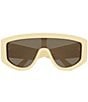 Gucci Women's GG Extruded 99mm Shield Sunglasses, Color:Shiny Solid Ivory/Brown - Image 2