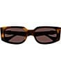 Color:Havana - Image 2 - Women's GG Generation Light 55mm Havana Rectangle Sunglasses