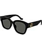 Color:Shiny Black - Image 1 - Women's GG Logo 54mm Square Sunglasses