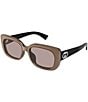 Gucci Women's GG Muse 55mm Bilayer Rectangle Sunglasses, Color:Shiny Bilayer Pearled Brown Black/Brown - Image 1
