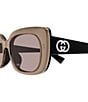 Gucci Women's GG Muse 55mm Bilayer Rectangle Sunglasses, Color:Shiny Bilayer Pearled Brown Black/Brown - Image 3