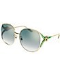 Color:Gold - Image 1 - Women's GG0225S 63mm Round Sunglasses