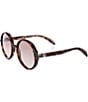 Color:Shiny Dark Havana - Image 1 - Women's Gg1067s 58mm Tortoise Round Sunglasses