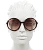 Color:Shiny Dark Havana - Image 2 - Women's Gg1067s 58mm Tortoise Round Sunglasses